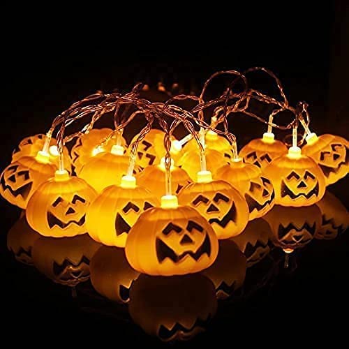 Photo 2 of ***battery not included**AQUAO Halloween String Lights Big Smiley Pumpkin Decoration for Indoor Outdoor Holiday Atmosphere Decoration String Lights Battery-Powered 2 Modes Long On/Flashing Lights (20 Pumpkin Lights), Orange
