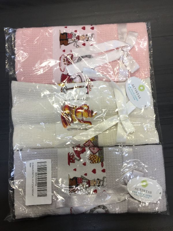 Photo 1 of ALTINTAS Kitchen Hand Towels, 17 X 26 in - Absorbent Dish Cloths for Kitchen, Drying & Cleaning, Tea & bar Towels, 100% Cotton Waffle Weave, Multi-Purpose & Decorative for Home, Set of 3,Chef Design