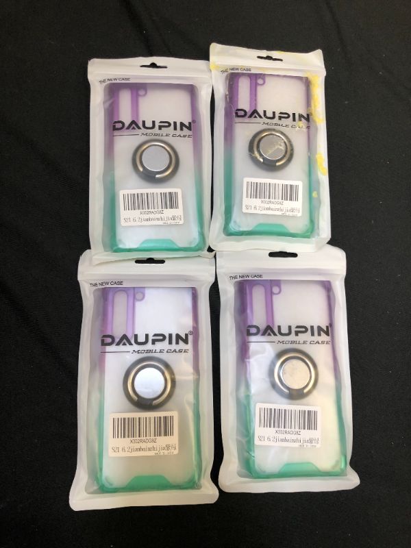 Photo 2 of DAUPIN for Galaxy S21 Case Clear with 360 Rotation Metal Ring Holder Stand ( 4 pack ) 