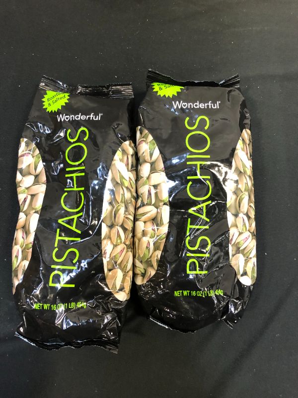 Photo 2 of  Wonderful Pistachios, 16-Ounce Bag, Roasted and salted. 2 pack exp- 
Jan 28/ 2023 