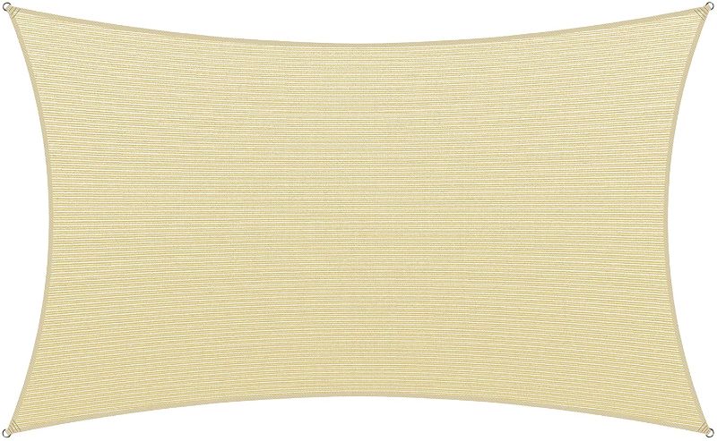 Photo 1 of Amgo 10' x 16' Beige Rectangle Sun Shade Sail Canopy Awning ATAPR1016, 95% UV Blockage, Water & Air Permeable, Commercial and Residential (We Customize)
