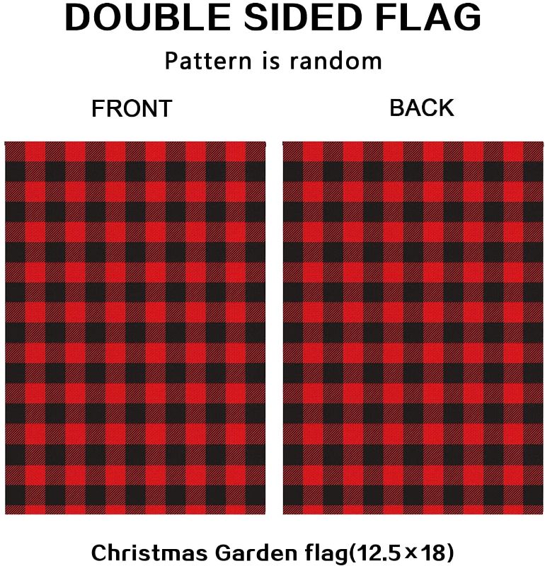 Photo 1 of  Christmas Garden Flag 12.5 x 18 Inch Double Sided Winter Yard Flag Buffalo Christmas Decorative Yard Holiday Outdoor Flags (Pattern is Random)
