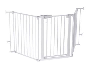 Photo 1 of KingSo 33"-80" Extra Wide 30" Tall Adjustable Auto Close Metal Pressure Open Area Baby Gate with Swing Door For Doorway Stairs, Long Large, White
