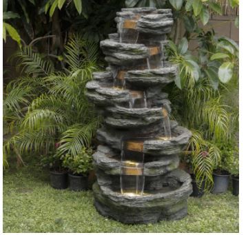 Photo 1 of Alpine Corporation 8-Tier Rainforest Rock Water Fountain with LED Lights
