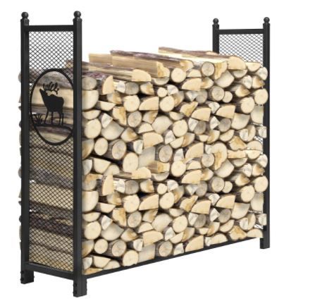 Photo 1 of 4ft Firewood Rack Outdoor Premium Heavy Duty Mesh Log Rack Firewood Storage Rack Holder Steel Tubular Easy Assemble Fire Wood Rack for Patio Deck Log Storage Stand for Indoor Outdoor Fireplace Tools
