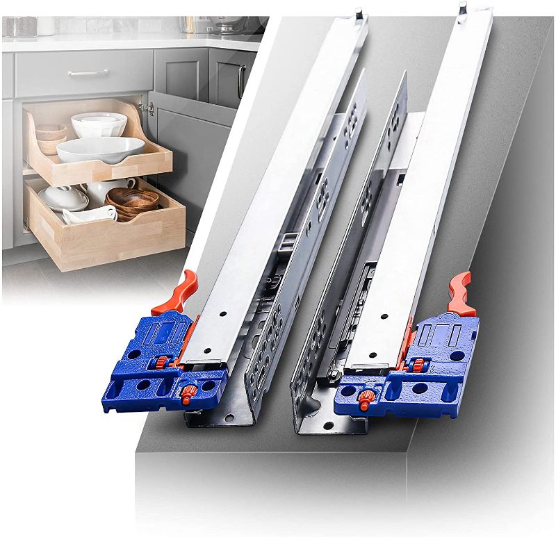 Photo 1 of AOLISHENG 1pair 18" Soft Close Drawer Slides, Zinc Plated Under Mount Drawer Rails Full Extension, Come with Mounting Screws and Brackets, Concealed Cabinet Furniture Drawer Runners
