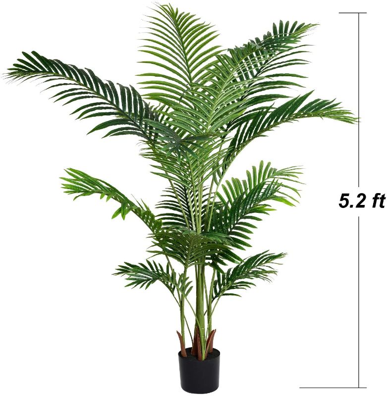 Photo 1 of Artificial Areca Palm Tree Decoration, 5.2ft Faux Palm Tree with 17 Palm Leaves Faux Tropical Plant in Pot for Indoor/Outdoor Home Decoration