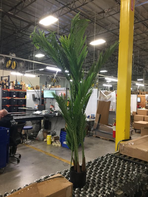 Photo 3 of Artificial Areca Palm Tree Decoration, 5.2ft Faux Palm Tree with 17 Palm Leaves Faux Tropical Plant in Pot for Indoor/Outdoor Home Decoration