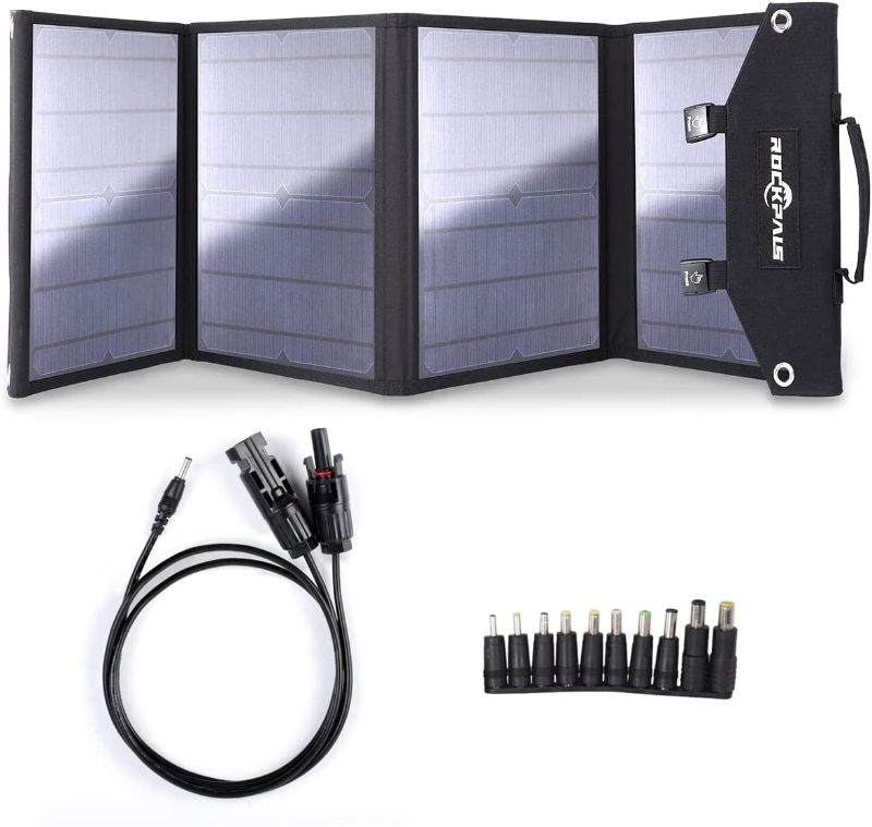 Photo 1 of ROCKPALS SP003 100W Foldable Solar Panel for Jackery Explorer/Flashfish/BALDR/Goal Zero/Anker Portable Power Station Generator and USB Devices, Portable Solar Panel Charger with 3 USB Ports
