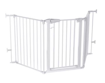 Photo 1 of KingSo 33"-80" Extra Wide 30" Tall Adjustable Auto Close Metal Pressure Open Area Baby Gate with Swing Door For Doorway Stairs, Long Large, White
