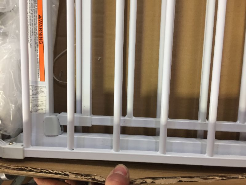 Photo 1 of KingSo 33"-80" Extra Wide 30" Tall Adjustable Auto Close Metal Pressure Open Area Baby Gate with Swing Door For Doorway Stairs, Long Large, White
