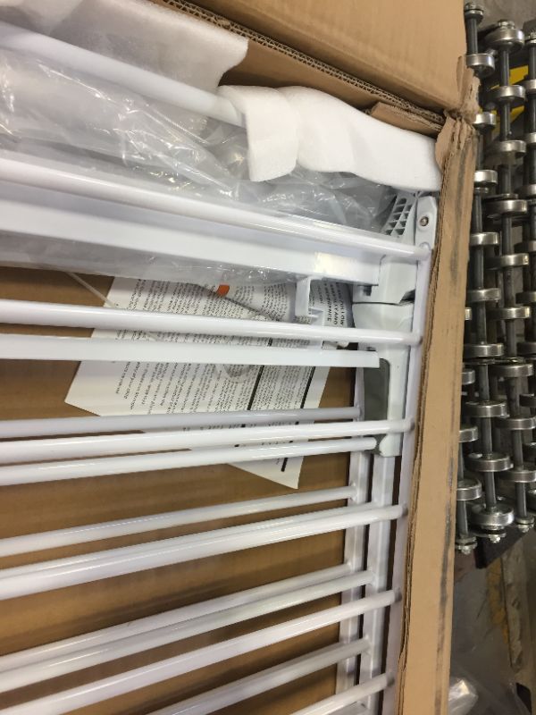 Photo 1 of KingSo 33"-80" Extra Wide 30" Tall Adjustable Auto Close Metal Pressure Open Area Baby Gate with Swing Door For Doorway Stairs, Long Large, White

