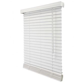 Photo 1 of CHICOLOGY Cordless Faux Wood Blind, Basic White
