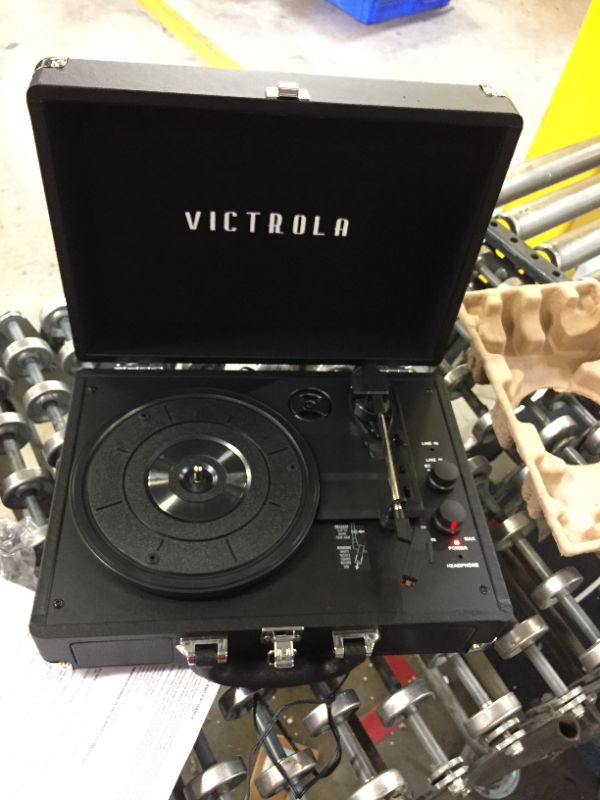 Photo 2 of Victrola Vintage 3-Speed Bluetooth Portable Suitcase Record Player with Built-in Speakers | Upgraded Turntable Audio Sound| Includes Extra Stylus | Black, Model Number: VSC-550BT-BK
