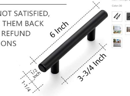 Photo 1 of 15pcs 6 inch Cabinet Pulls Matte Black Stainless Steel Kitchen Drawer Pulls Cupboard Handles Cabinet Handles space between the 2 holes is 3-3/4"