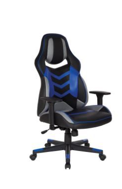 Photo 1 of OSP Home Furnishings Eliminator Gaming Chair in Faux Leather with Blue Accents
