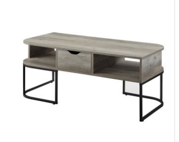 Photo 2 of 1-Drawer Curved Coffee Table - Grey Wash
