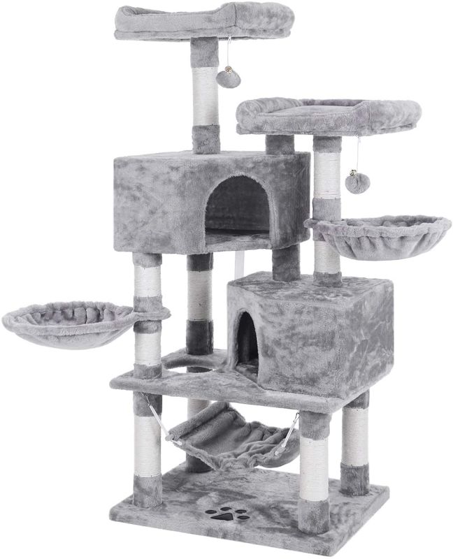Photo 1 of BEWISHOME Multi-Level Cat Tree Condo with Sisal Scratching Posts, Perches, Houses, Hammock and Baskets, Cat Tower Furniture Kitty Activity Center Kitten Play House MMJ05
