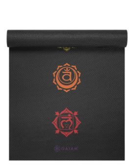 Photo 1 of Gaiam Premium Print Yoga Mat, Black Chakra, 6 mm
