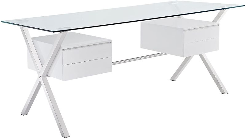 Photo 1 of Modway Abeyance Contemporary Modern Glass-Top Office Desk in White GLASS TOP ONLY
