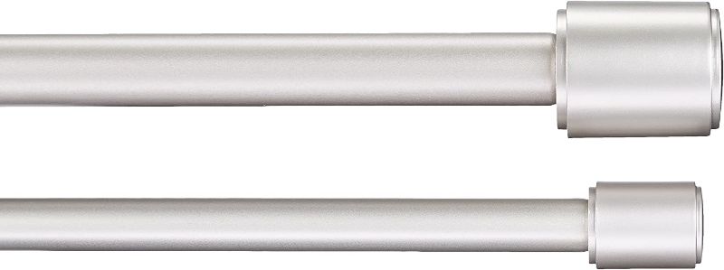 Photo 1 of Amazon Basics 1" Double Curtain Rod With Cap Finials - 36" to 72", Nickel
