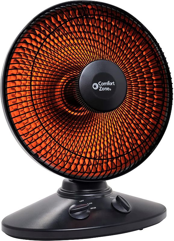 Photo 1 of comfort zone Comfort Zone CZ998 Electric Oscillating Radiant Dish Heater with Adjustable Tilt, Black
