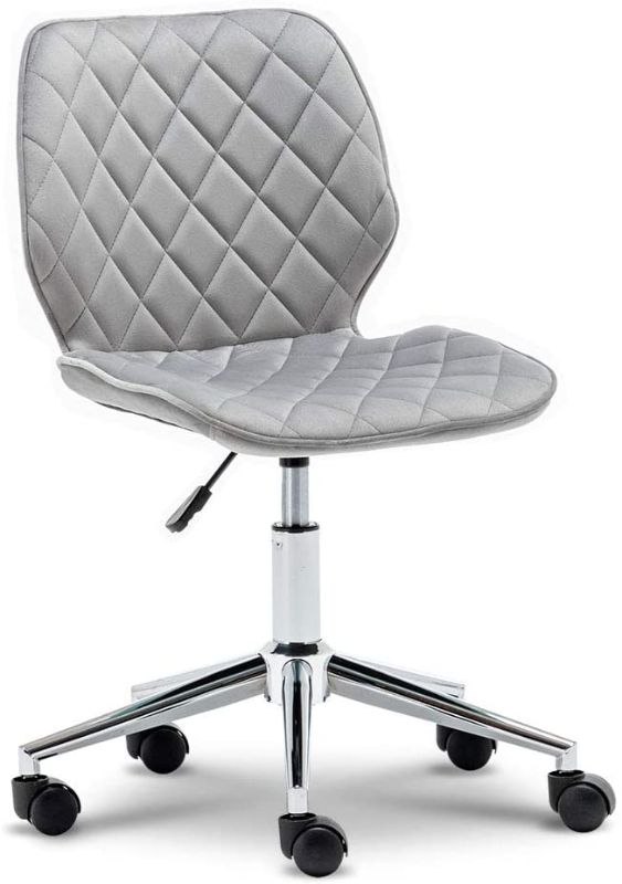 Photo 1 of OKAKOPA Home Office Chair, Modern Tufted Velvet Mid-Back Swivel Adjustable with Pull-Ring Desk Chair Task Executive Computer Chair (Gray)
