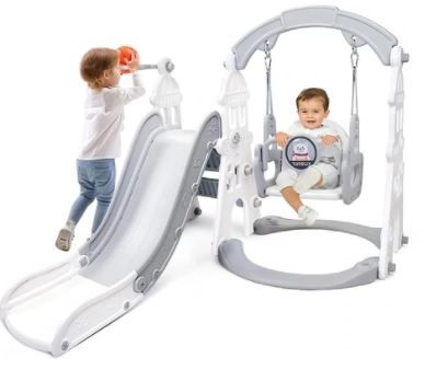 Photo 1 of  Kids Slide and Swing Set with Basketball Hoop Baby Slide for toddlers age 1-3