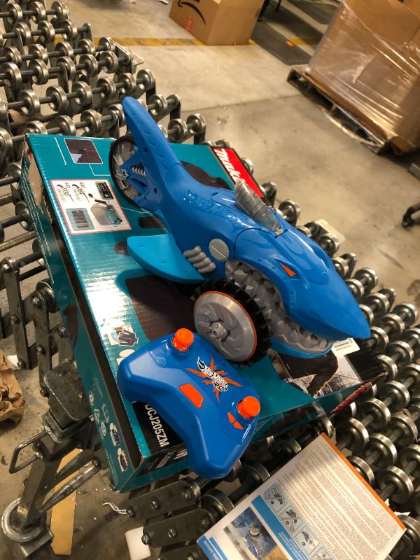 Photo 3 of Hot Wheels R/C Supercharged Shark Vehicle, Radio-Controlled Shark that Races on Land & Water, R/C Chomping Mechanism, Dynamic Steering
