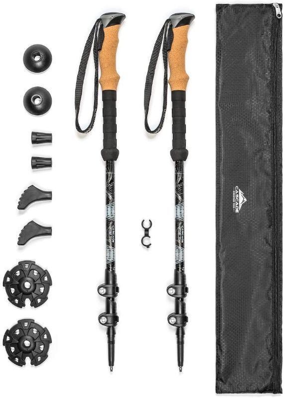 Photo 1 of Cascade Mountain Tech Trekking Poles - Aluminum Hiking Walking Sticks with Adjustable Locks Expandable to 54" (Set of 2)
