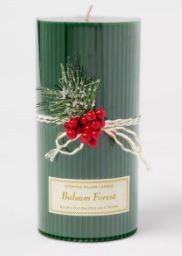 Photo 1 of 2 Ribbed Scented Pillar Candle Green - Threshold™
