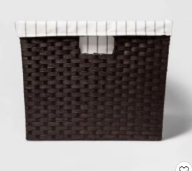 Photo 1 of 12"x16"x20" Lined Weave Laundry Basket Dark Brown - Threshold™
