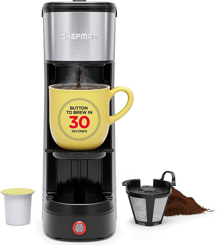 Photo 1 of Chefman InstaCoffee Max, The Easiest Way to Brew the Boldest Single-Serve Coffee, Use Fresh And Flavorful Grounds or K-Cups With A Convenient Built-In Lift
