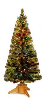 Photo 1 of 6' Pre-Lit Slim Fiber-Optic Artificial Christmas Tree - Multicolor LED Lights
