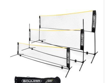 Photo 1 of Boulder Adjustable Volleyball and Badminton Net - (Black and Yellow, 17 Ft.)
