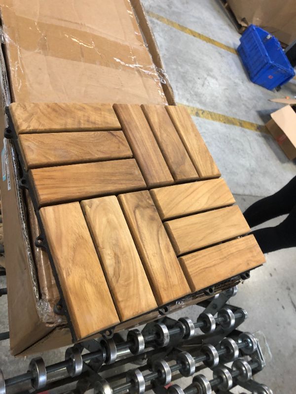 Photo 2 of Bare Decor EZ-Floor Interlocking Flooring Tiles in Solid Teak Wood (Set of 10)
