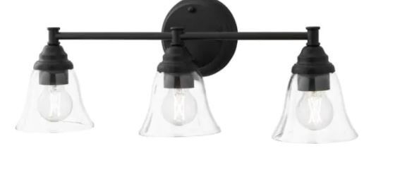 Photo 1 of Marsden 23.5 in. 3-Light Matte Black Bath Bar Vanity Light
