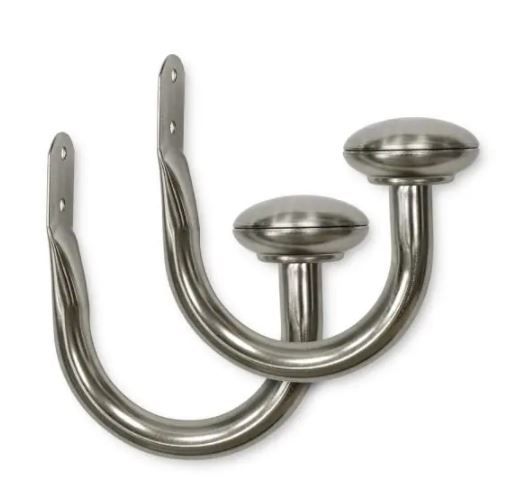 Photo 1 of 2---Curtain Holdback Set in Brushed Nickel (2-Pack)
