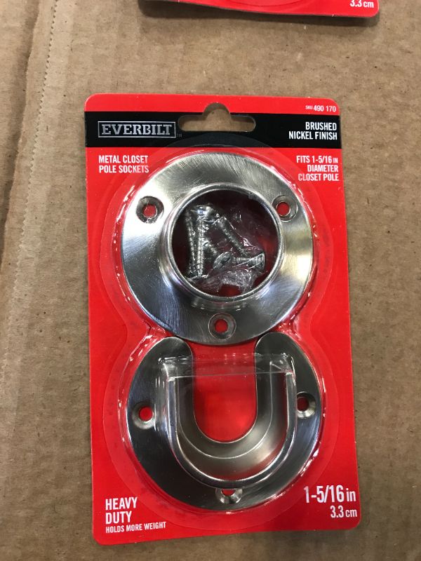 Photo 1 of 6--2.68 in. Heavy-Duty Brushed Nickel Closet Rod Pole Sockets (2-Pack)
