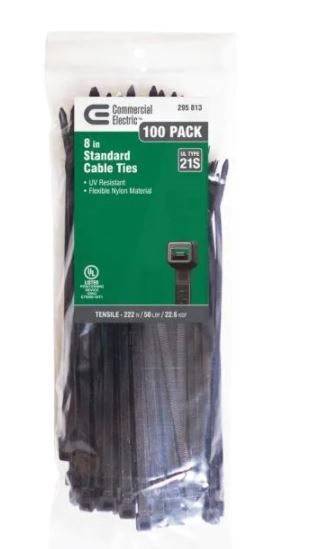 Photo 1 of 7----8 in. UV Cable Tie, Black (100-Pack)
