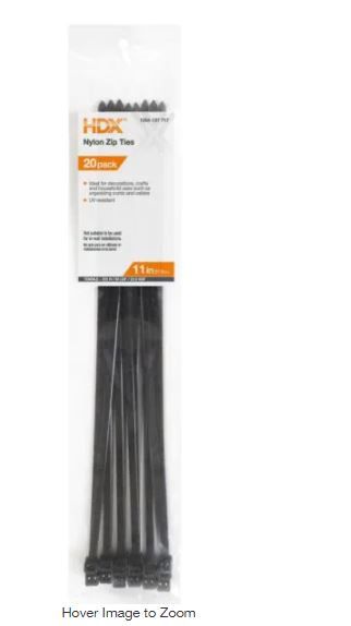 Photo 1 of 10---11 in. UV Resist Zip Ties, Black (20-Pack)

