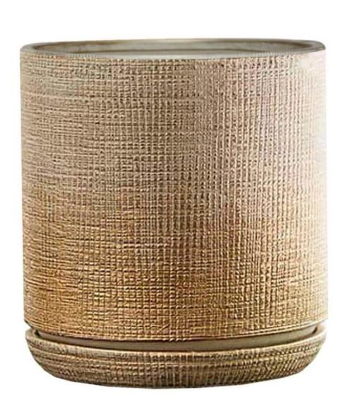 Photo 1 of 4---Sherry 6 in. x 6 in. Gold Ceramic Indoor Pot
