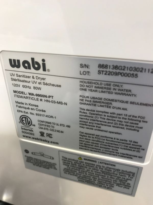 Photo 4 of Wabi Baby Touch Panel Dual Function UV Sterilizer & Dryer