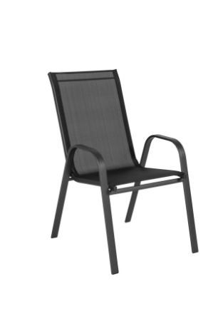 Photo 1 of 4 Flash Furniture Brazos Series Black Outdoor Stack Chair with Flex Comfort Material and Metal Frame

