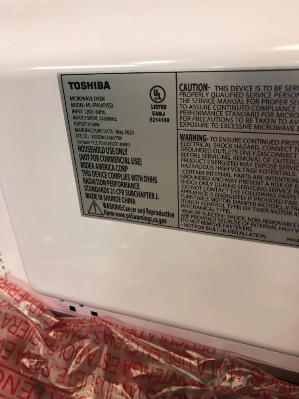 Photo 5 of Toshiba ML-EM34P(SS) Smart Countertop Microwave Oven Works with Alexa, Humidity Sensor and Sound On/Off Function, 1100W, 1.3 Cu Ft, Stainless Steel
