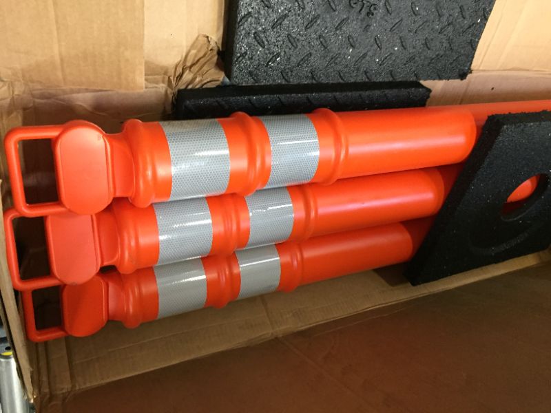 Photo 2 of Cortina EZ Grab Delineator 45" Post, 3" Hip Collars with 10 lb Base, 03-747RBC-3, Orange, 3 Pack
