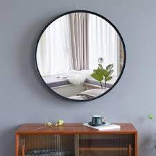 Photo 1 of Zimtown 30" Wrought Iron Frame Round Wall Mirror - Black
