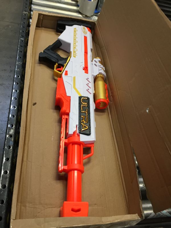 Photo 2 of NERF Ultra Pharaoh Blaster with Premium Gold Accents, 10-Dart Clip, 10 Ultra Darts, Bolt Action, Compatible Only Ultra Darts
