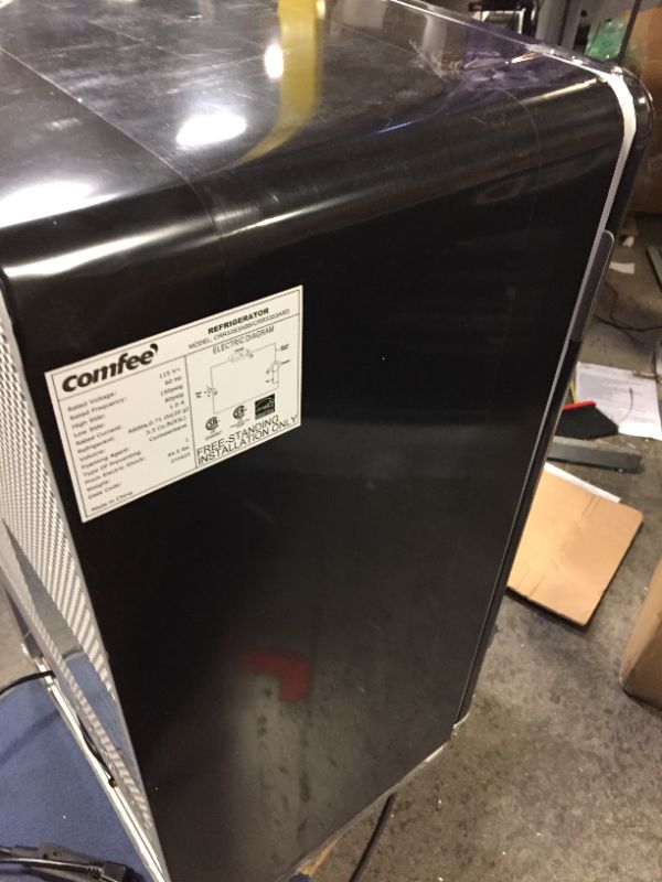 Photo 1 of COMFEE 3.3 Cubic Feet Solo Series Retro Refrigerator Sleek Appearance HIPS Interior, Energy Saving, Adjustable Legs, Temperature Thermostat Dial, Removable Shelf, Perfect for Home/Dorm/Garage [Black]
