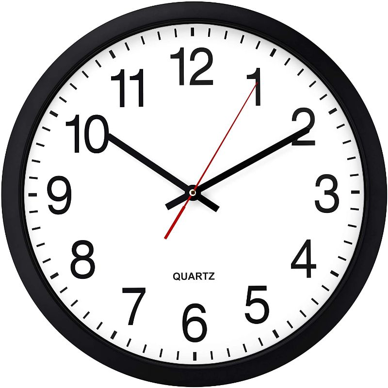 Photo 1 of Bernhard Products Black Wall Clock, Silent Non Ticking - 16 Inch Extra Large Quality Quartz Battery Operated Round Easy to Read Home/Office/Business/Kitchen/Classroom/School Clocks
